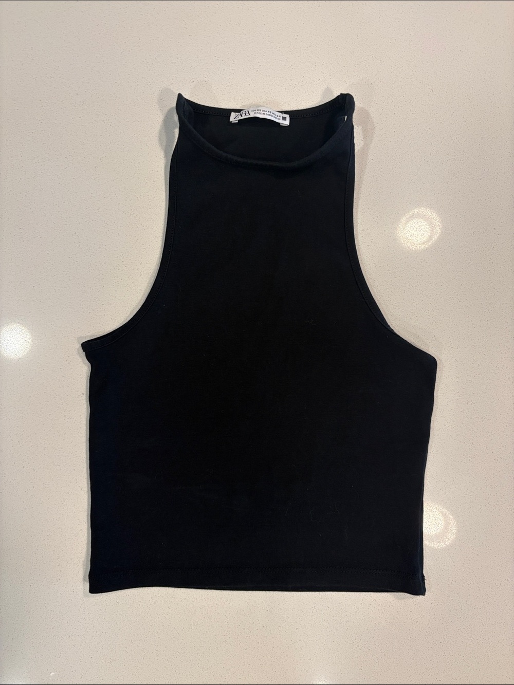 Zara Black High-Neck Crop Tank Top
